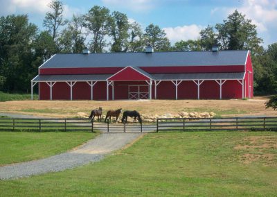 Red Equestrian Riding Arena