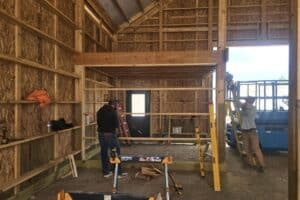 Castle Rock horse barn construction tack room framing interior