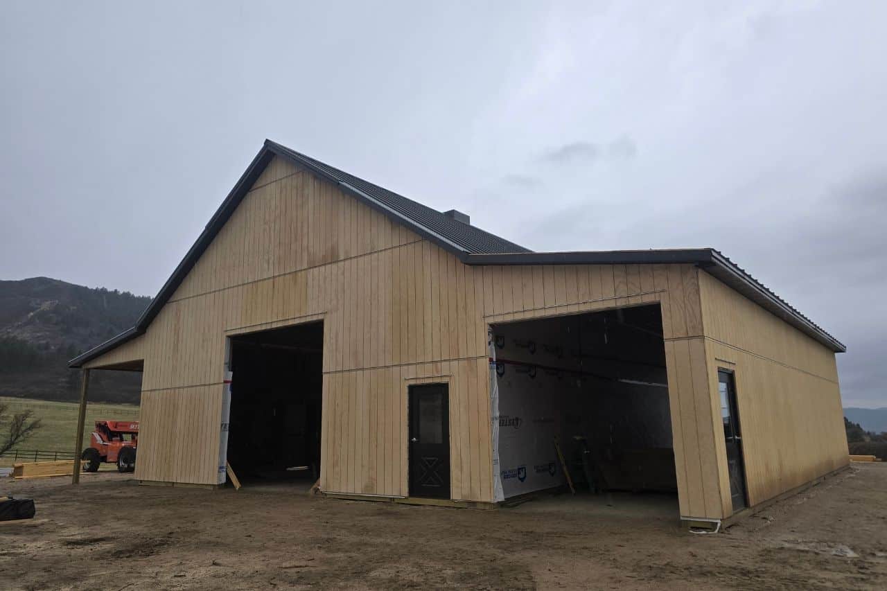 Castle Rock horse barn construction siding stage
